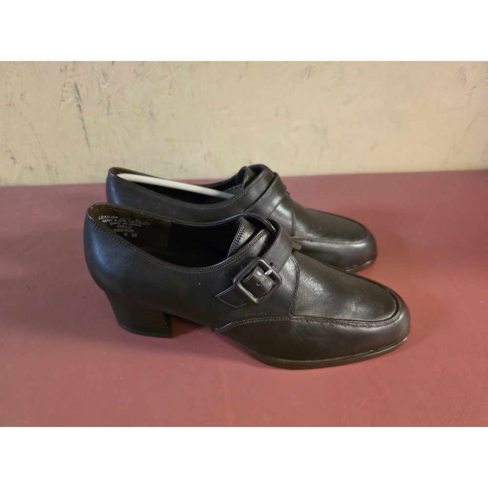 Womens g.wiz Vintage Brown Leather Monk Strap Block Heel Pumps Regi 6 M